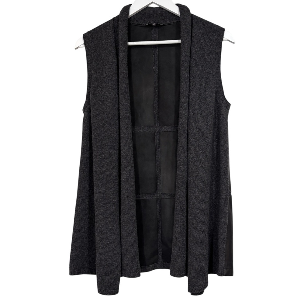 Lafayette 148 Leather Wool Cashmere cardigan size Medium Women’s